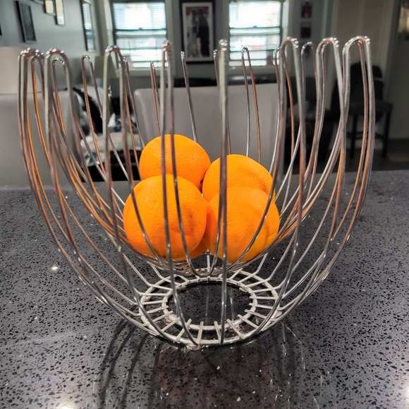 Contemporary Chrome Fruit Basket - Picture 1 of 4
